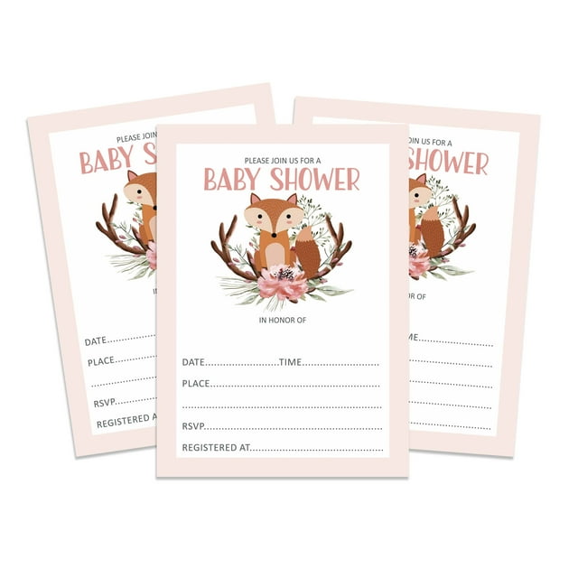Inkdotpot 30 Cartes d'Invitation Style à Remplir pour Shower de Bébé Animaux de la Jungle Neutres selon le Genre Invitations Vierges