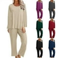 thumbnail image 4 of Women Pajamas Set Button Down Sleepwear Short Sleeve Nightwear with Long Pants Soft Pjs Set with Pockets, 4 of 4