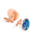 thumbnail image 3 of PhooArto Men's Classic Stainless Steel, Ocean Blue Crocodile Patterns Cufflinks Business Wedding Shirts, Rose Gold, 3 of 7