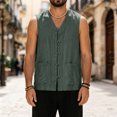 thumbnail image 4 of RFQWOVSR Mens Cotton Linen Summer Vest with Chinese Knot Buttons Loose Fit Retro L, 4 of 5