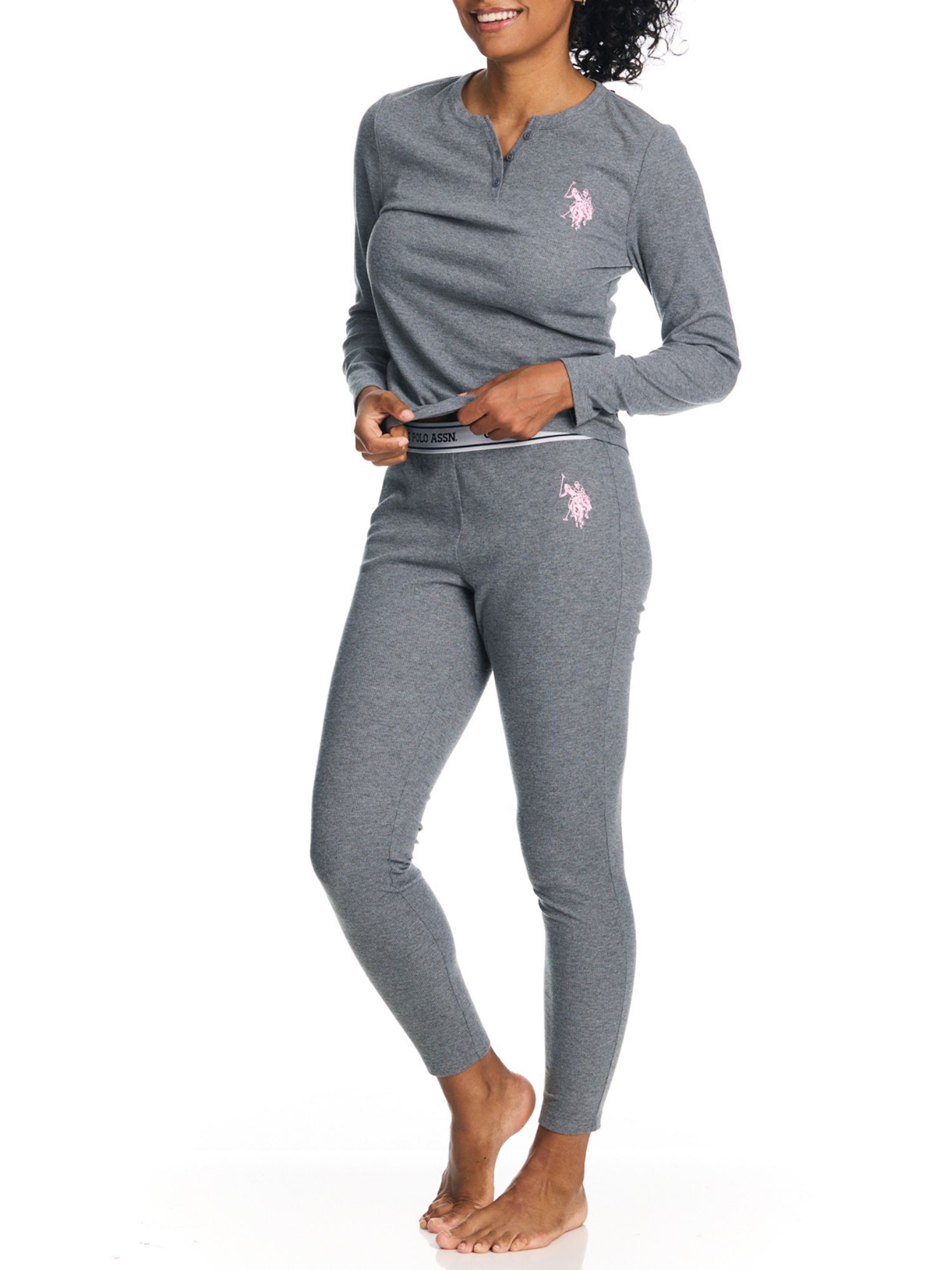 U.S. Polo Assn. Women's Ribbed Henley Thermal Set photo 6