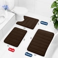 thumbnail image 2 of Juego de alfombras de baño Buganda, espuma viscoelástica, 3 piezas, color café, 2 of 8