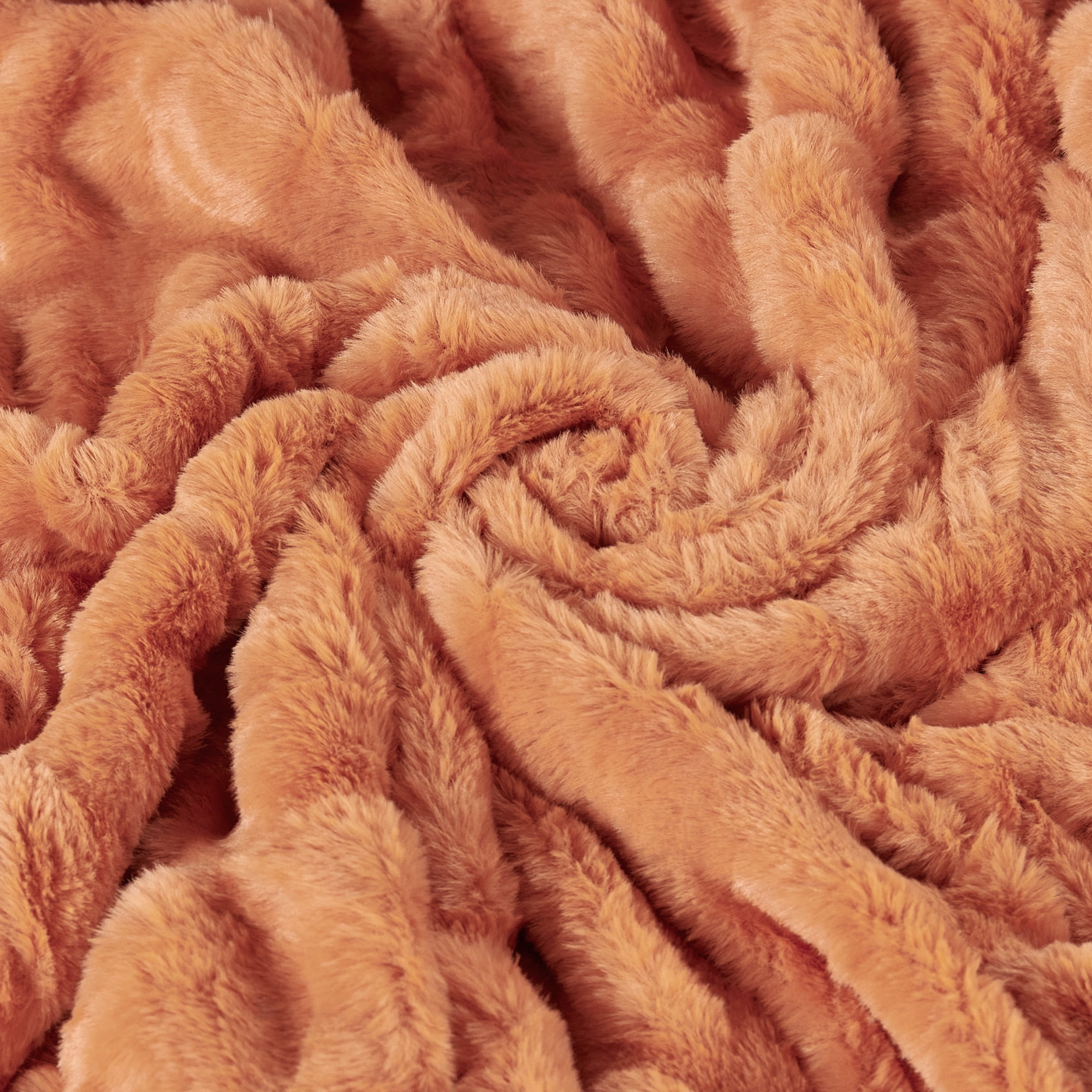 Home Soft Things Faux Fur Shar Pei Throw & Pillow Cover Combo - Burnt Orange - 50" x 60"/20" x 20"