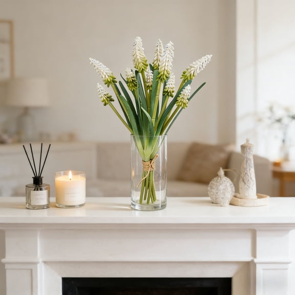 MMJ Artificial Hyacinth Flower Bunch 12.6in Silk Faux Bouquet for Home Table Centerpiece Vase Filler