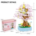 thumbnail image 4 of HI-REEKE Flower Building Block Set Sakura Tree Music Box Building Kit Plastic Toy Gift for Girl Pink, 4 of 6