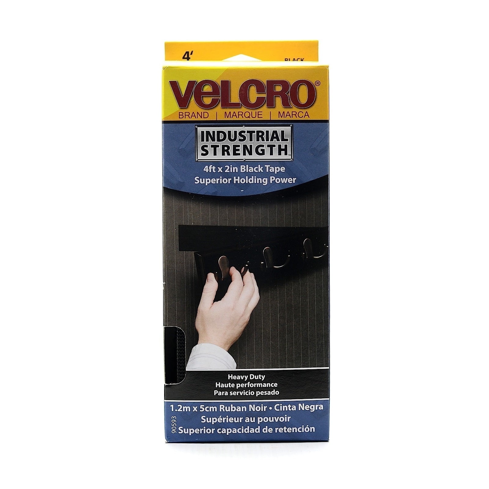 Velcro 90593 2 Pack 4ft. x 2in. Industrial Strength Tape, Black