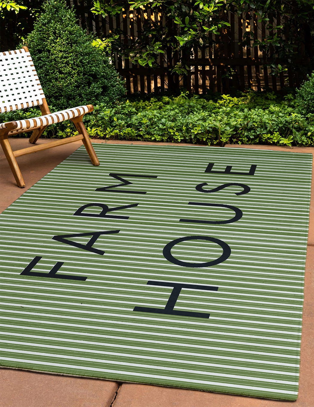 4' x 6' Simply Daisy Farmhouse Ticking Farmhouse Chenille Area Rug, Light Olive Green