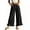 Black, variant on Women Ruffle Patchwork Wide Leg Casual Denim Pants Ankle Jeans
