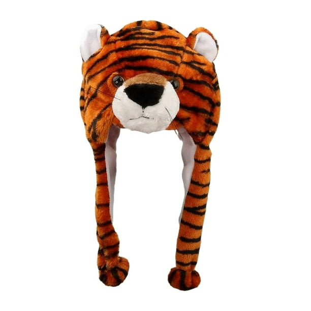 Lindo sombrero de animal de dibujos animados, sombrero de fiesta, sombrero de disfraz, orejeras, sombrero de peluche, gorro para selfies Tigre