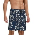 thumbnail image 2 of Sikiie Cherry Blossoms on Navy Background Mens Pajama Shorts, Lightweight Lounge Pant with Pockets Soft Sleep Pj Shorts for MenMedium, 2 of 6