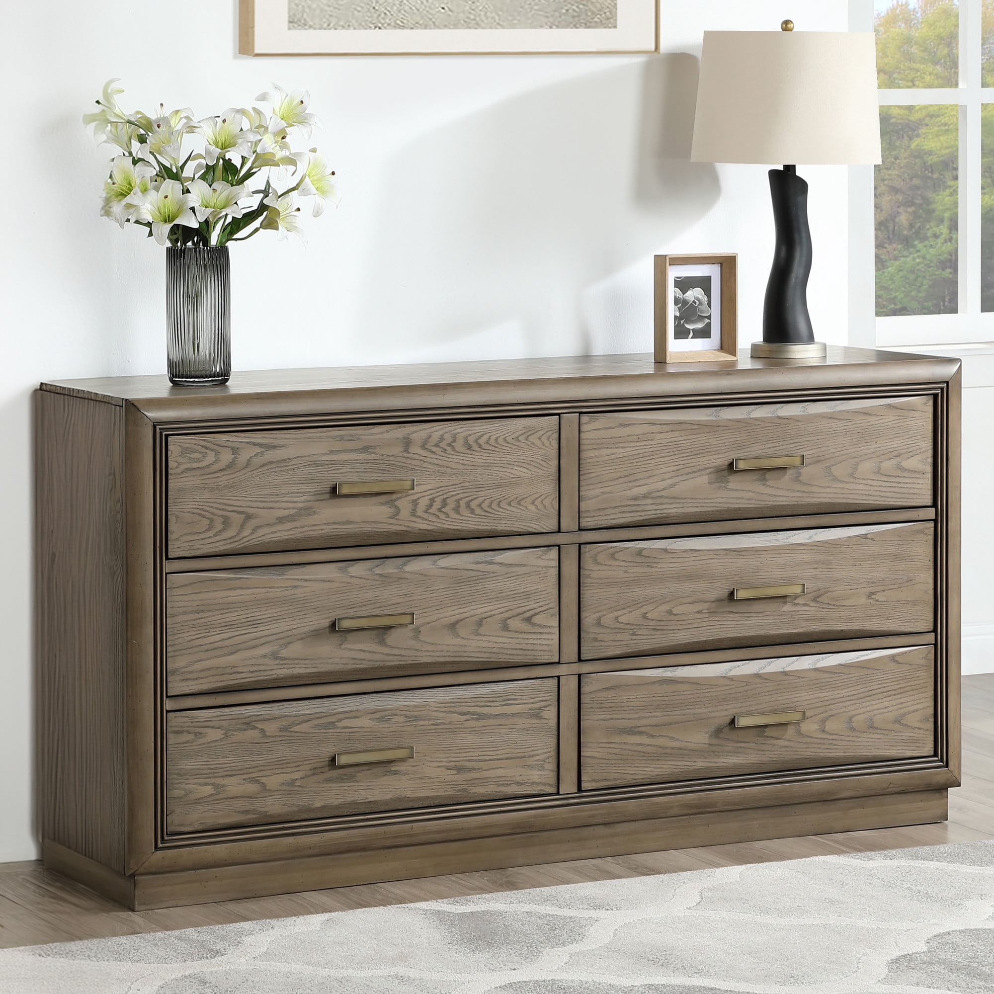 Steve Silver Sonoma Modern Horizontal Dresser with 6 Drawers, Cocoa Gray