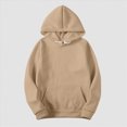 thumbnail image 5 of Womens Solid Hoodies Fall Fashion Casual Long Sleeve Hooded Sweatshirts Loose Comfy Trendy Pullover Tops with Pockets, 5 of 6