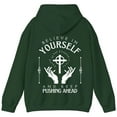 thumbnail image 2 of Hoodie ''Believe in Yourself & Move Forward'' with Cross and Hand Print - Christian Motivational Sweatshirt., 2 of 6