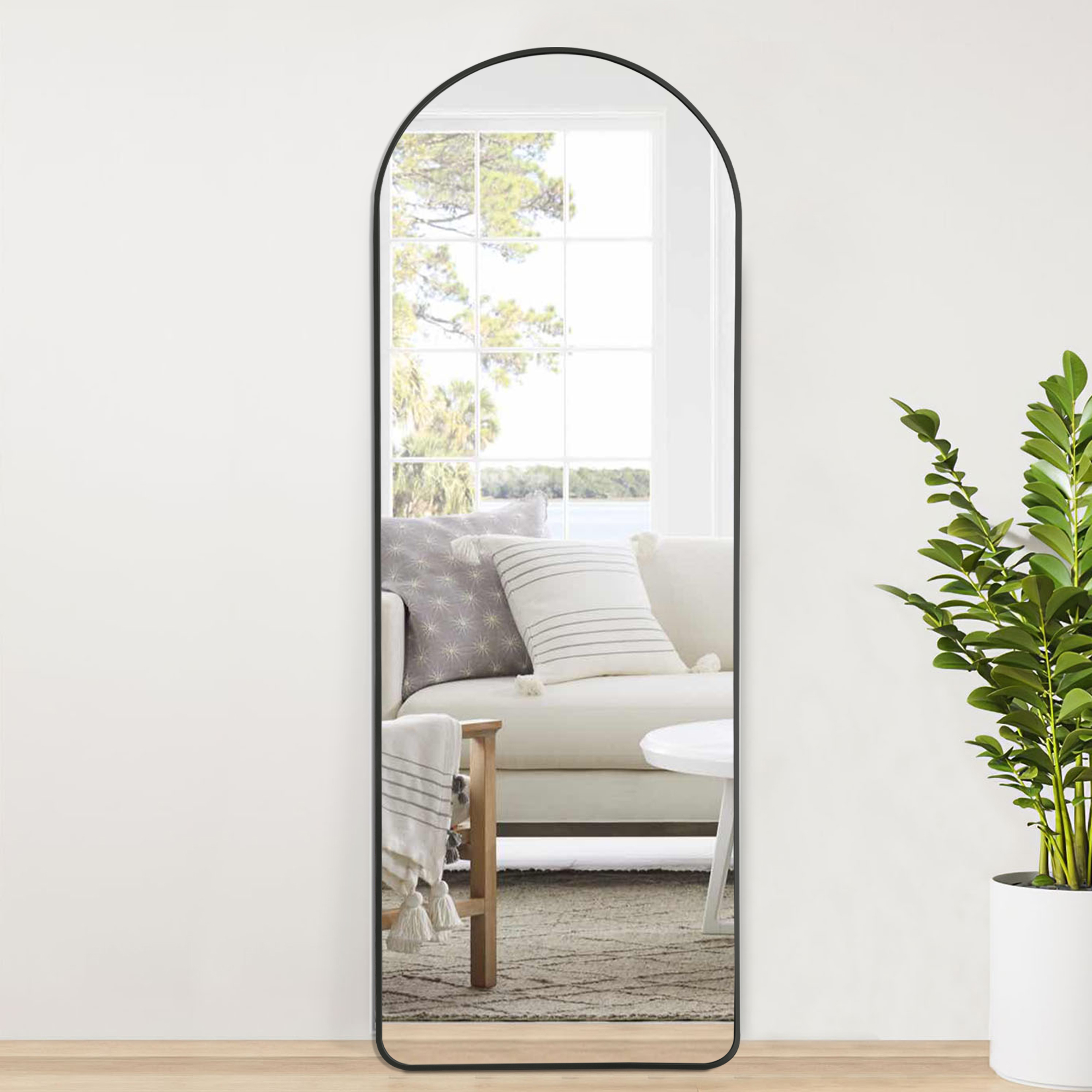 NeuType Full Length Mirror Floor Arched Black 65"x22"