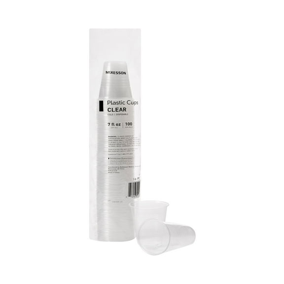 McKesson Plastic Drinking Cups, Clear Disposable Cups, 7 oz, 100 Ct