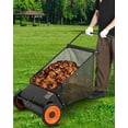 thumbnail image 5 of 26-Inch Push Lawn Sweeper, 7 Cu. Ft. Hopper Leaf & Grass Collector, 4 Spinning Brushes, Adjustable Brush Height, Manual Yard Sweeper for Grass Clippings, 5 of 7