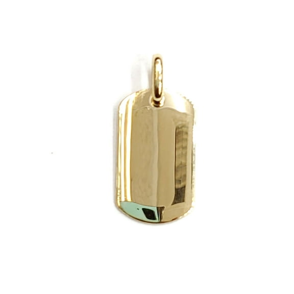 New 14k yellow Gold solid tiny dog tag name tag Pendant charm shiny jewelry 2.3g