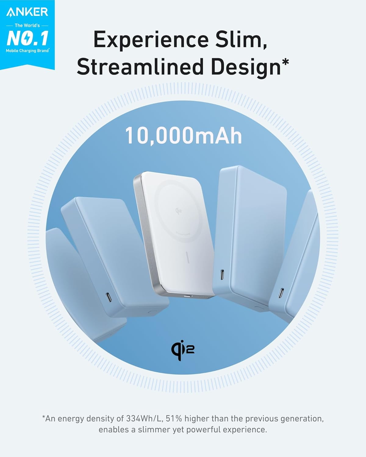 Restored Anker MagGo Power Bank, Ultra Slim 10000mAh Magnetic Battery Pack, Qi2 Certified, Portable, 15W Ultra Fast MagSafe Compatible Charger (Refurbished)