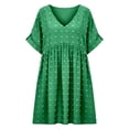 thumbnail image 6 of Women's V Neck Short Sleeve Ruffle Loose Summer Flowy Mini Dress, 6 of 6