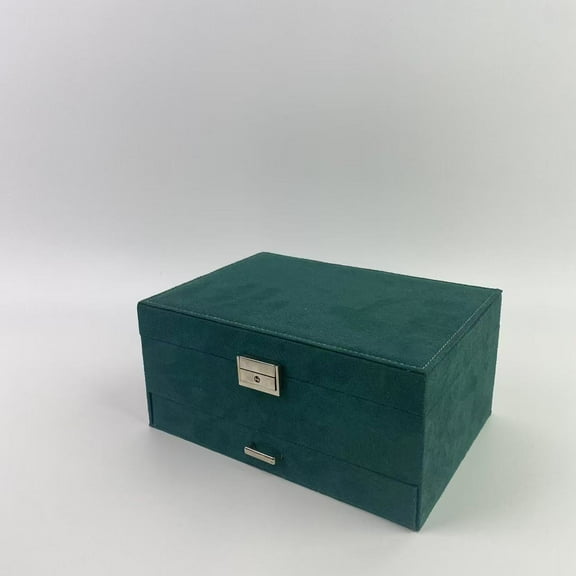 Srillollar Jewelry organizer cases,Jewelry Box for Women Girl Wife - Large PU Leather Jewelry Organizer Storage Case with Two Layers Display for Earrings Bracelets Rings Watches (Green)