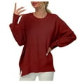 thumbnail image 2 of Summer Last Clearance HIMIWAY Get Ready To Turn Heads In Our Irresistible Women's Sweater a Fashion Statement You Can't Resist! Cozy and Chic Women's Pullover Wine XL, 2 of 4
