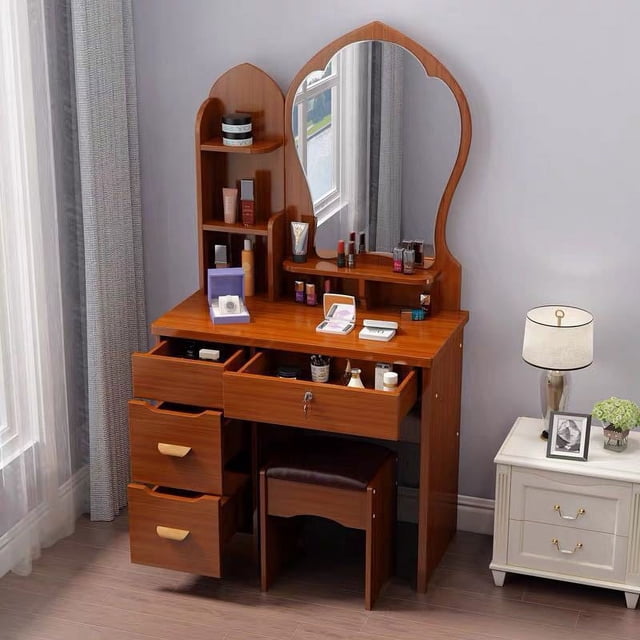 Tocador de lujo para habitación de adultos, luces led baratas de esquina únicas y sencillas de hello kitty, diseños de tocador de lujo con precio, para salón de pelo blanco