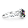 thumbnail image 2 of Halo Oval Engagement Ring Round Rainbow CZ 925 Sterling Silver Size 7, 2 of 3