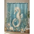thumbnail image 4 of Shower Curtains Seahorse Bath Curtain Coral Starfish Blue Ocean Waterproof Bathroom Shower Curtain Set with Hooks Decoration 72 x 84 Inches, 4 of 7
