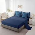 thumbnail image 6 of Feelyou Fashion Branches Plant Twin Bedding Sets 7-Piece for Teen, Navy Leaf Botabical Bedding Comforter Set, Stripes Abstract Reversible Sheet Sets, Super Cozy Room Decor, 6 of 9