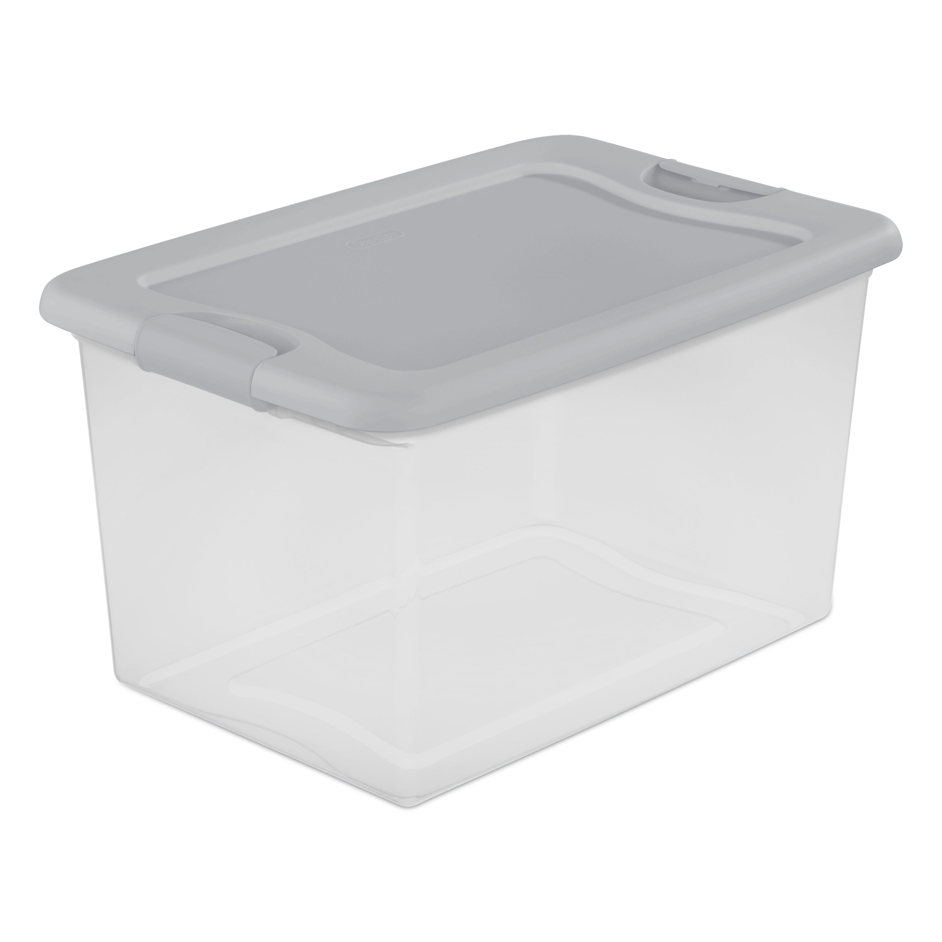 Large Storage Box Container Organizer 105 Quart Clear Plastic Latch Lid Set of 4 