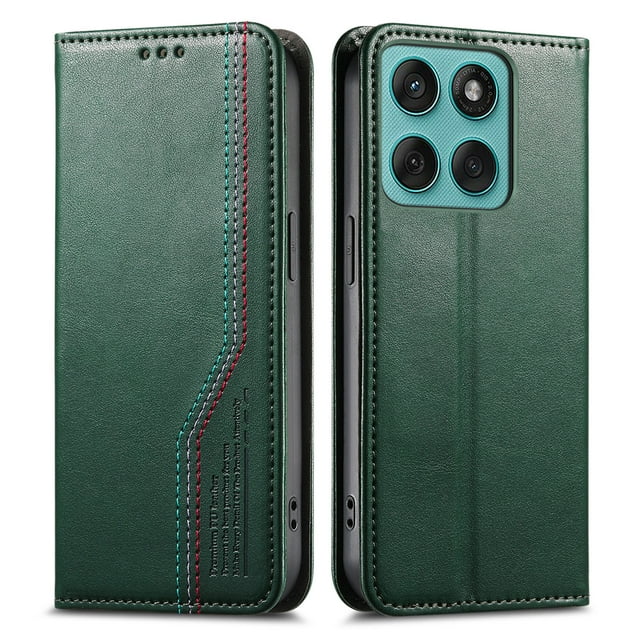 FOXDOCK Étui Portefeuille pour Motorola Edge 60 Fusion, Étui à Rabat en Cuir PU avec Sangle de Main Élastique Antidérapante, Fentes pour Cartes