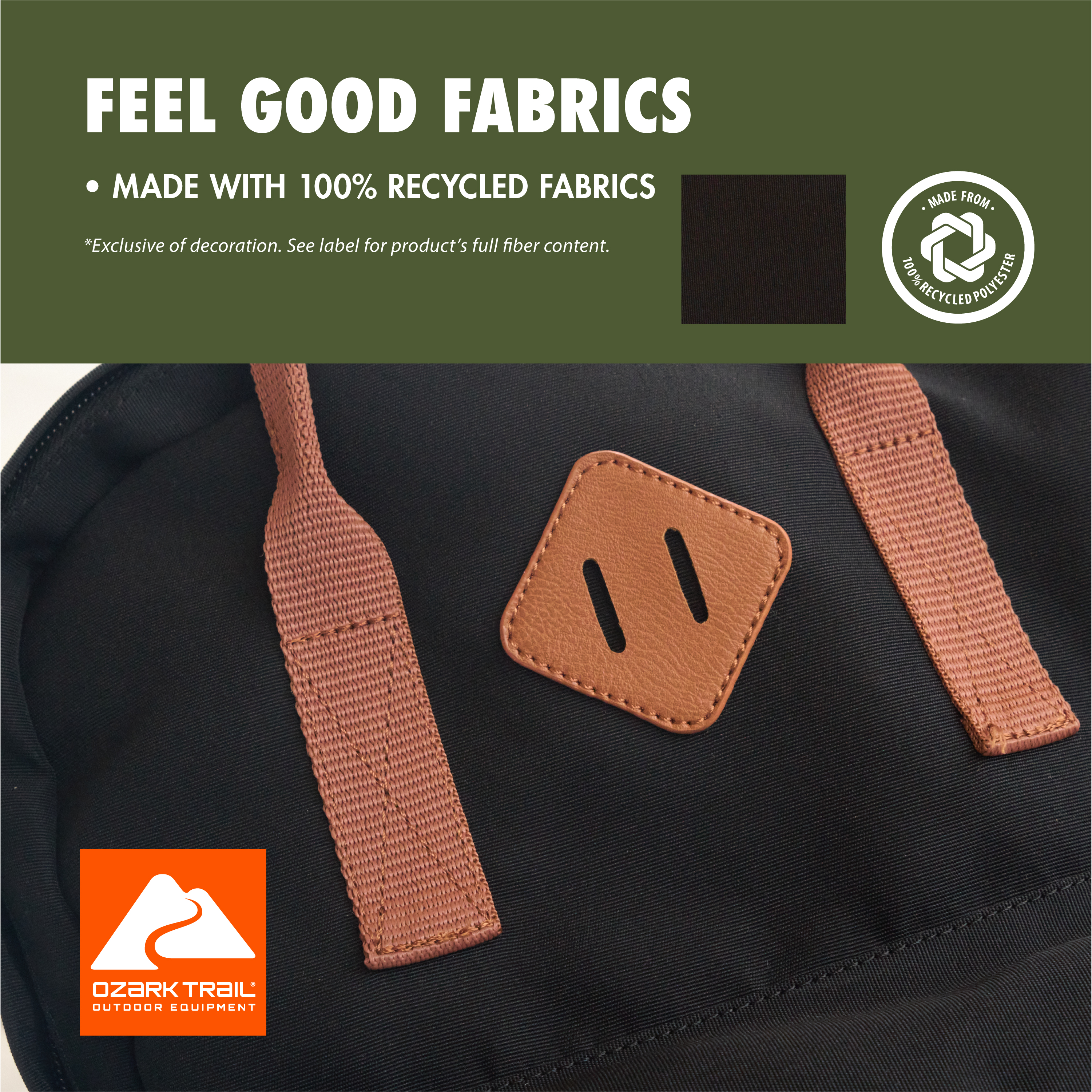 Mochila Ozark Trail Asheville de doble carga de 22L para adultos y adolescentes, poliéster, negro 3