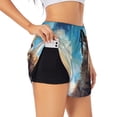 thumbnail image 3 of Running Shorts for Women, Blue Sky Winged Cat Workout Athletic Shorts with Pockets, Lounge Yoga Shorts Women, 3 of 7