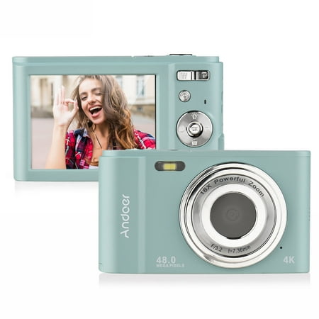 Andoer Portable Digital Camera 48MP 4K 2.88-inch IPS Screen 16X Zoom Auto Focus Self-Timer Face Detection Anti-shaking built-in Battery with Hand Strap Carry Pouch
