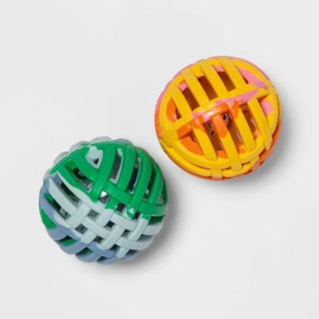 Rubber Lattice Tie Dye Cat Toy Balls - 2pk