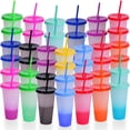 thumbnail image 1 of Vasos Reutilizables de Plastico, Viene en una hermosa caja de regalo, cambia de color con agua fría, con Tapa y Popote, para fiestas;bodas;reuniones;café frío;batidos y regalos, 1 of 4
