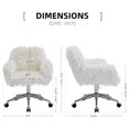 thumbnail image 3 of Drevy Fuzzy Desk Chair Fluffy Office Chair Faux Fur Desk Chair Modern Swivel Chair with Armrest Vanity Chair Soft Comfortable for Woman Girl Living Dressing Room White, 3 of 7