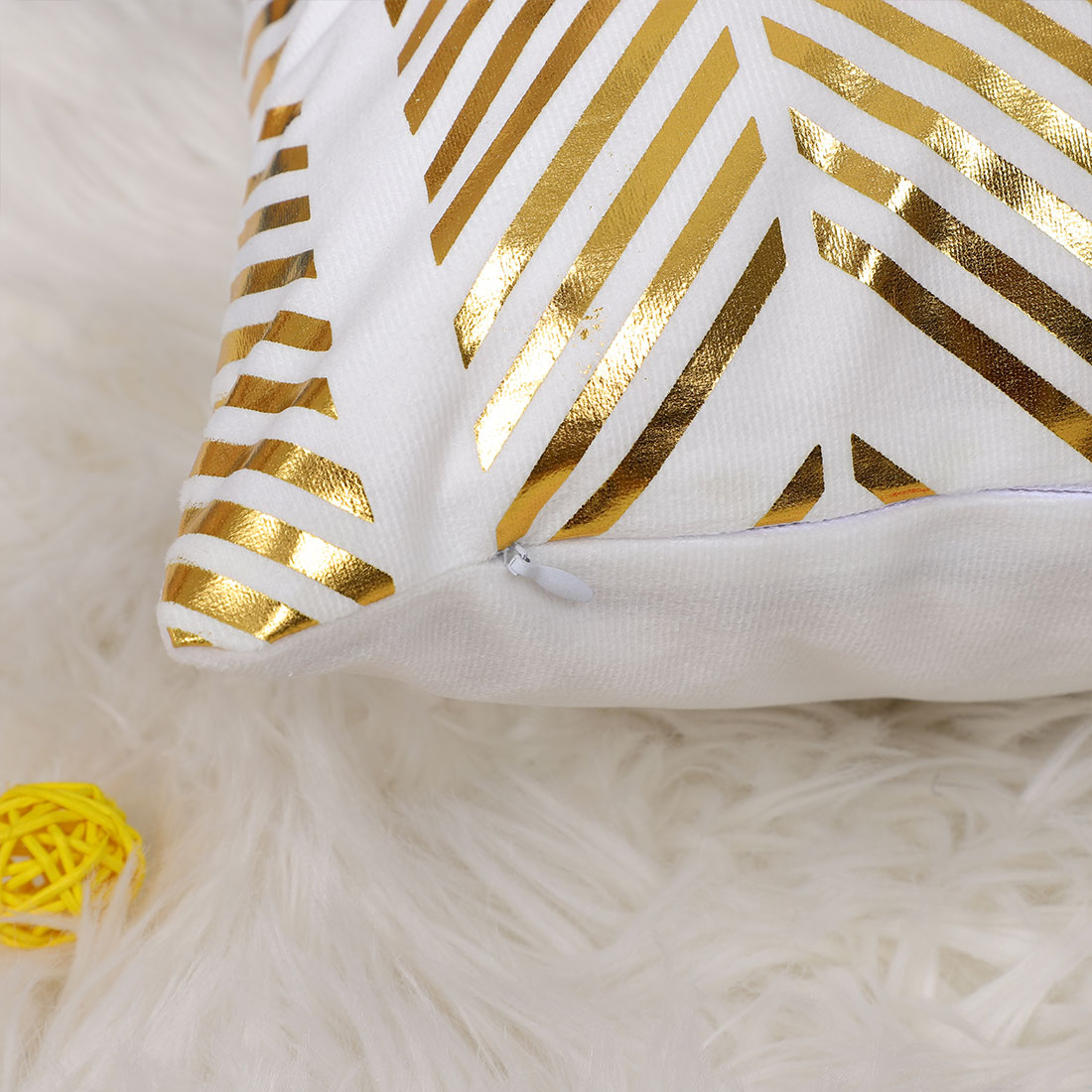 Unique Bargains Gold Foil Print Decorative Throw Pillow Cover 18" x 18" #21