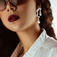 thumbnail image 3 of Unique Irregular Waterdrop Earrings for Women 1Pair Metal Studs Silver, 3 of 4