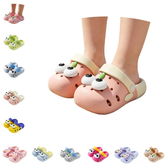 GPOECD Kids Clogs Cartoon Indoor Outdoor Beach Slides for Toddlers Summer Breathable Footwear Kids Slippers,05_Pink,18-24 Months