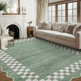 thumbnail image 2 of HOMERRY Area Rug 5' x 7' Rugs for Living Room Modern Washable Indoor Scalloped Border Plaid Carpet, Green, 2 of 6