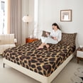 thumbnail image 3 of Erosebridal Old Fashion Cheetah Print Bed Sheets 4pcs For Teens Adults,Abstract Animal Print King Sheets, 3 of 5