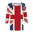 thumbnail image 4 of LYEAA Women Three Quarter Sleeve Round Neck Tops, UK Flag Printed Casual Shirt with Stretchy Material, Summer Office Daily Wear Blouses Blue XXL, 4 of 5