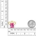 thumbnail image 3 of Gem Stone King 18K Yellow Gold Plated Silver Pink Created Sapphire and White Diamond Ring for Women (10.07 Cttw, Emerald Cut 14x10MM, Gemstone September Birthstone, Size 6), 3 of 4