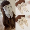 thumbnail image 5 of LSLJS 4 Pcs Silk Satin Hair Bows Set for Women, Ribbon Bow Hair Clip Oversized Long Tail Bowknot Barrettes with Pearl Design Cute sweetness Hair Accessories Valentines Gifts Soft Hairpin for Girls, 5 of 8
