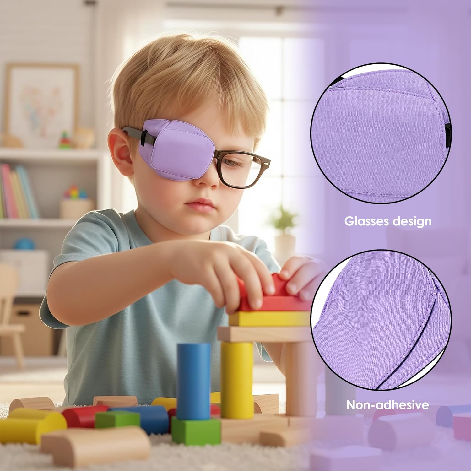 12Pcs Eye Patch for Glasses, Lazy Eye Patch Amblyopia Strabismus Medical Eye Patch Reusable Eyepatch to Cover Left Right Eye for Men Women(Small)