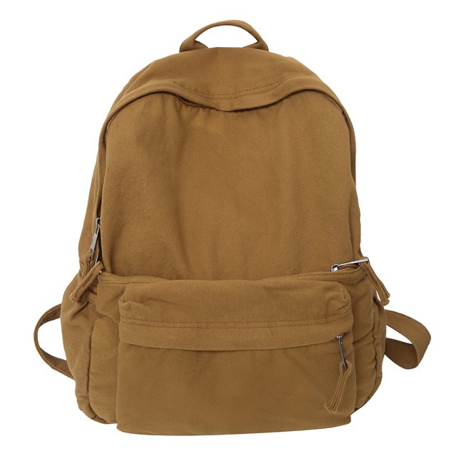 Mochila de lona Cómoda Bolso de viaje para estudiante de hombro sólido (marrón)