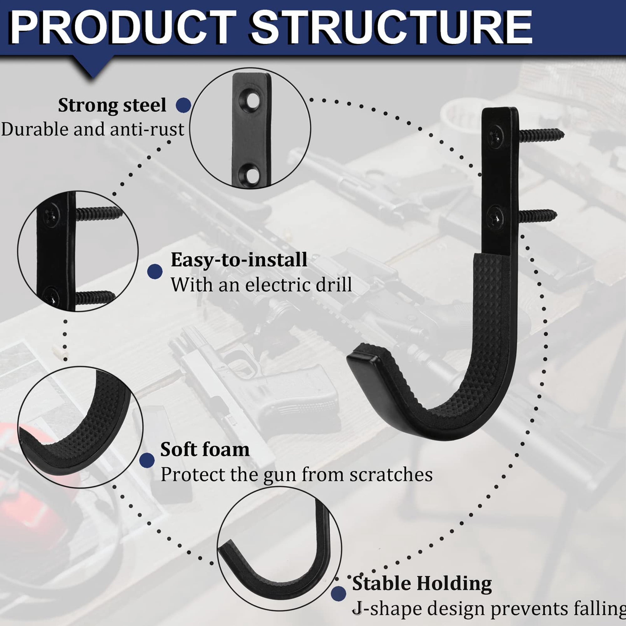 Heavy Duty Steel Hook Retro Wall Hanger Rustproof Hardware for Hanging Coat Towel Clothes, 10pcs Black