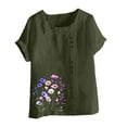 thumbnail image 5 of Summer Tops for Women Casual Short Sleeve Floral Print Blouses Plus Size Round Neck T Shirts Loose Fit Comfy Shirts Blusas De Mujer, 5 of 5