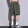 thumbnail image 5 of Domuza Men's Multi-Pockets Loose Cargo Shorts Elastic Waist Casual Workout Jogger Shorts Relaxed Fit Outdoor Work Shorts Green L, 5 of 6